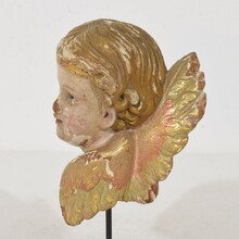 Hand carved winged angel head, Spain circa 1900-1920