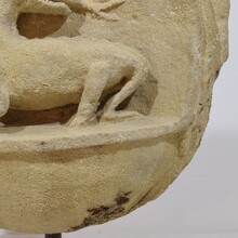 Medieval carved stone fragment depicting a dragon/ mythical figure, Spain circa 1250-1450