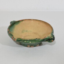 Very small green/yellow glazed terracotta bowl or tian, France circa 1850