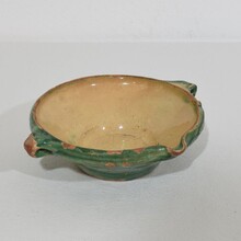 Very small green/yellow glazed terracotta bowl or tian, France circa 1850