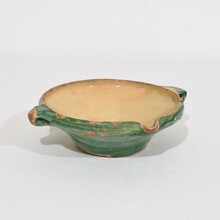 Very small green/yellow glazed terracotta bowl or tian, France circa 1850