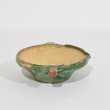 Very small green/yellow glazed terracotta bowl or tian, France circa 1850