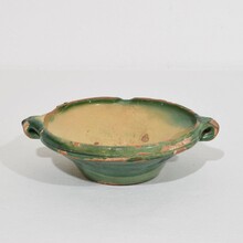 Very small green/yellow glazed terracotta bowl or tian, France circa 1850