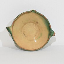 Very small green/yellow glazed terracotta bowl or tian, France circa 1850