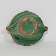 Very small green/yellow glazed terracotta bowl or tian, France circa 1850