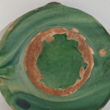 Very small green/yellow glazed terracotta bowl or tian, France circa 1850